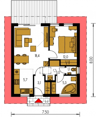 Grundriss des Erdgeschosses - BUNGALOW 219